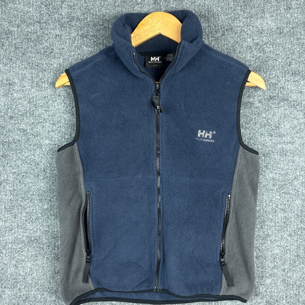 Helly Hansen Fleece Vest Two-Tone Full Zip Mens Small Navy Blue Polartec